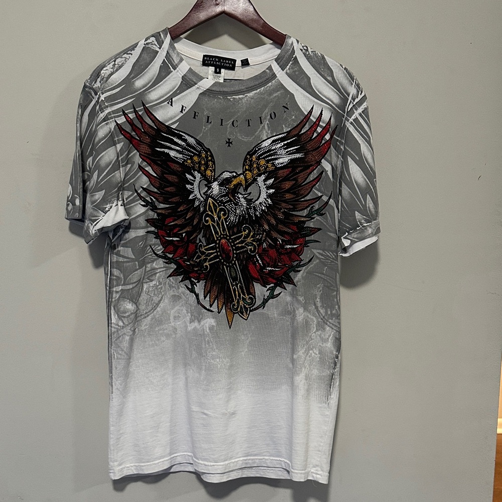 Black Label Affliction Men's Short Sleeve Tee - Gray, Red, and Black